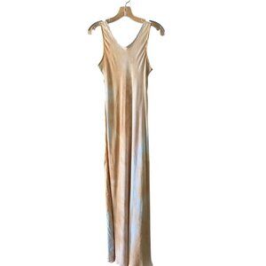 A L C  Womens Dress Size 4 Beige Amana Tie Dye Slip Gradient Sky Pure Viscose